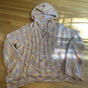 Ramy Brook Sweater Knit Boho Beachy Rainbow‎ Crochet XXL